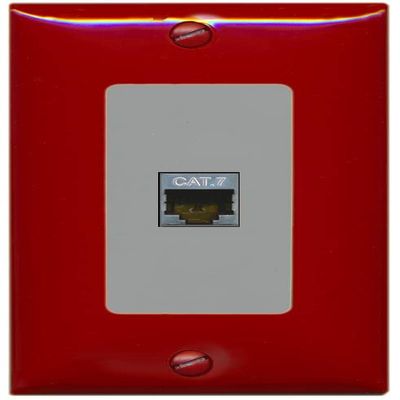 RiteAV 1 Port Cat7 Shielded Ethernet Wall Plate - 1 Gang [Red/Gray]