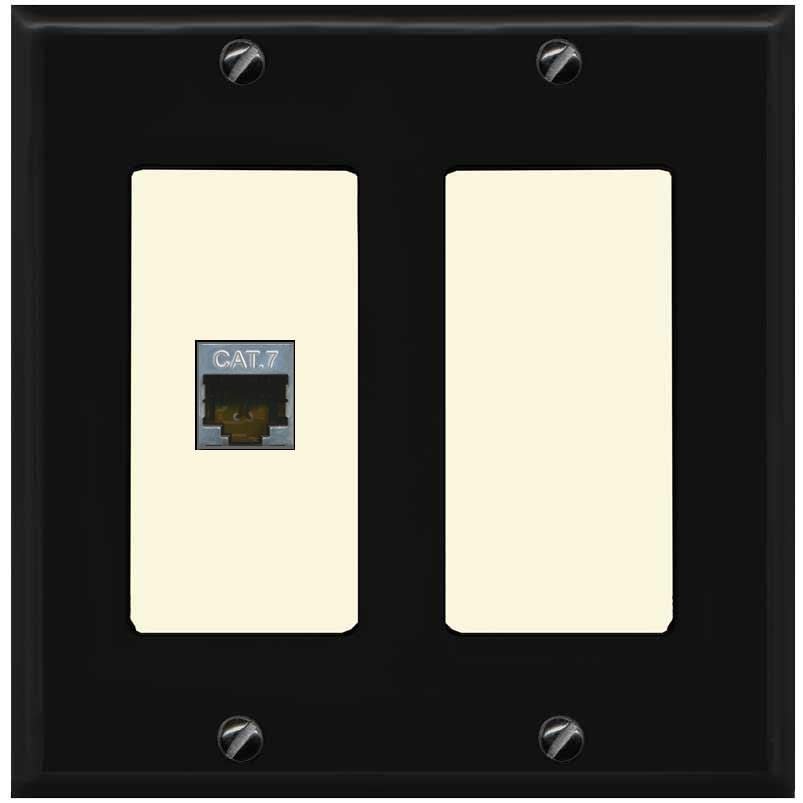 RiteAV 1 Port Cat7 Shielded Ethernet Wall Plate - 2 Gang [Black/Light-Almond]