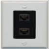 RiteAV 2 Port Cat6 Ethernet Wall Plate - 1 Gang [Gray/Black] view 1