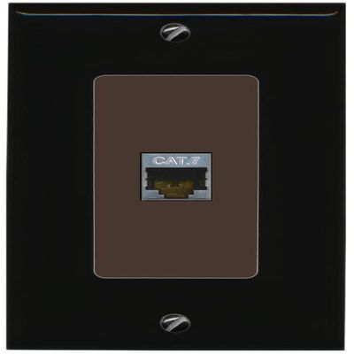 RiteAV 1 Port Cat7 Shielded Ethernet Wall Plate - 1 Gang [Black/Brown]
