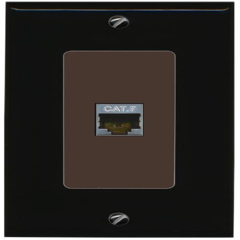 RiteAV 1 Port Cat7 Shielded Ethernet Wall Plate - 1 Gang [Black/Brown]