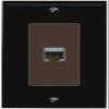 RiteAV 1 Port Cat7 Shielded Ethernet Wall Plate - 1 Gang [Black/Brown] view 1