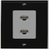 RiteAV 2 Port Cat6 Ethernet Wall Plate - 1 Gang [Black/Gray] view 1