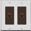 RiteAV 2 Port Cat6 Ethernet Wall Plate - 2 Gang [Gray/Brown] view 1