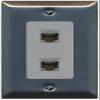 RiteAV 2 Port Cat6A Wall Plate - 1 Gang Decorative [Stainless/Gray] view 1