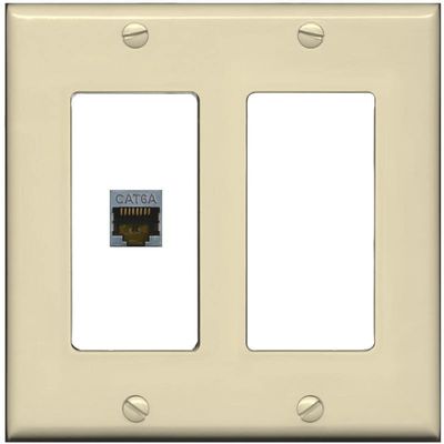 RiteAV 1 Port Cat6A Wall Plate - 2 Gang [Ivory/White]
