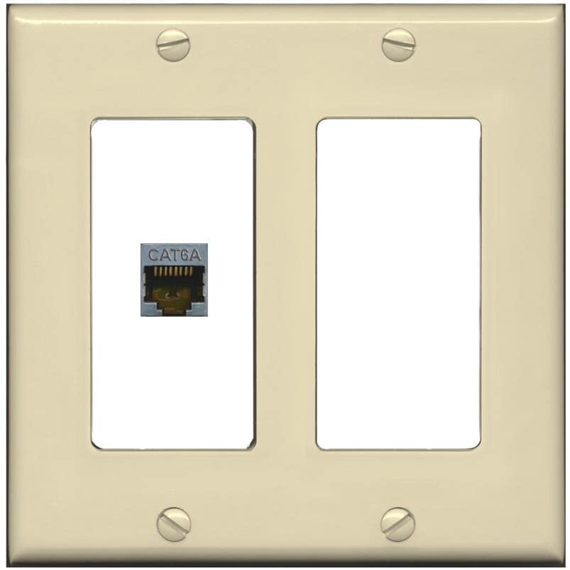 RiteAV 1 Port Cat6A Wall Plate - 2 Gang [Ivory/White]