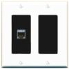 RiteAV 1 Port Cat7 Shielded Ethernet Wall Plate - 2 Gang [White/Black] view 1