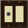 RiteAV 1 Port Cat7 Shielded Ethernet Wall Plate - 2 Gang [Brown/Ivory] view 1
