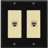 RiteAV 2 Port Cat6 Ethernet Wall Plate - 2 Gang [Black/Ivory] view 1