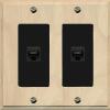 RiteAV 2 Port Cat6 Ethernet Wall Plate - 2 Gang [Wood/Black] view 1