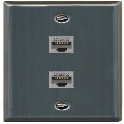 RiteAV 2 Port Cat6 Ethernet Wall Plate - Flat [Stainless Steel]