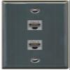 RiteAV 2 Port Cat6 Ethernet Wall Plate - Flat [Stainless Steel] view 1