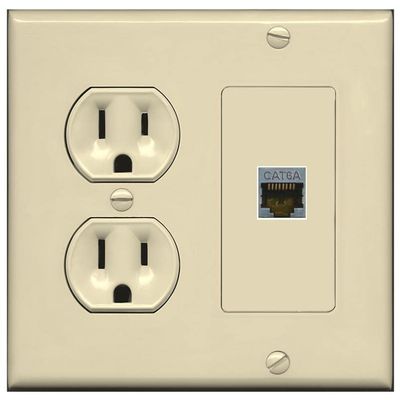 RiteAV 1 Port Cat6A Wall Plate - Round Outlet [Ivory/Ivory]