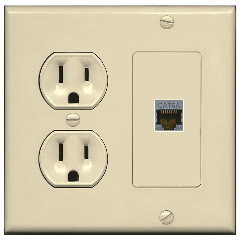 RiteAV 1 Port Cat6A Wall Plate - Round Outlet [Ivory/Ivory]