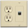 RiteAV 1 Port Cat6A Wall Plate - Round Outlet [Ivory/Ivory] view 1