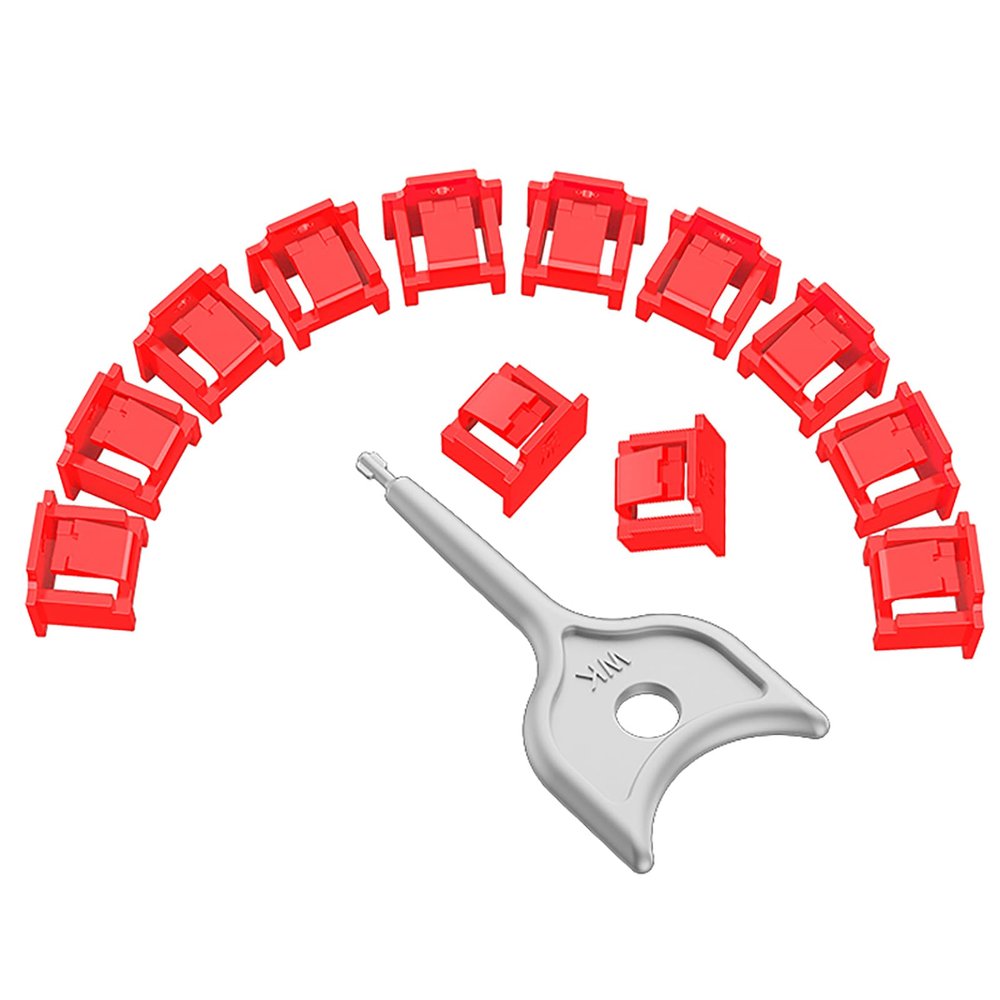 100Pcs RJ45 Port Lock with 5 Keys, Locking RJ45 Port/Dust Blocker,RJ45 Dust Cover Cap Female Port Plugs Protector,Compatible RJ45 Port Devices (Red)