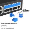 100Pcs RJ45 Port Lock with 5 Keys, Locking RJ45 Port/Dust Blocker,RJ45 Dust Cover Cap Female Port Plugs Protector,Compatible RJ45 Port Devices (Blue) view 2