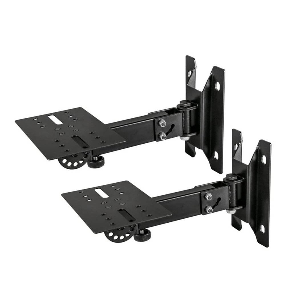 Speaker Wall Mounts, Pair of Universal Bookshelf Speaker Mounting Brackets, Large Or Small Speakers, 2 Mounts, Fixed Swing 5mm Steel, Adjustable Range 180 (Color : Black, Size : Long section)