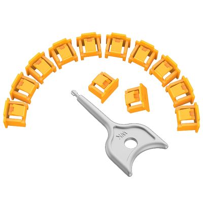 100Pcs RJ45 Port Lock with 5 Keys, Locking RJ45 Port/Dust Blocker,RJ45 Dust Cover Cap Female Port Plugs Protector,Compatible RJ45 Port Devices (Yellow)