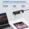 30W USB C Power Strip Surge Protector,4 Side 12 Outlets Desk Power Strip with Ultra Thin Flat Plug,PD Fast Charing,2 USB-C,2 USB-A(4 USB Total 40W),10ft Flat Extension Cord with Multiple Outlets,1200J view 3