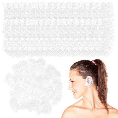 Disposable Ear Covers 200pcs PE Plastic Elastic Caps