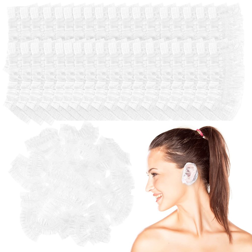 Disposable Ear Covers 200pcs PE Plastic Elastic Caps