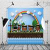 BELECO 15x10ft Fabric Cartoon Train Backdrops for Photography Railroad Steam Train Backdrop Blue Sky Rainbow Clouds Trees Flower Ocean Waves View Train Background Kids Birthday Party Decor Photo Props view 4