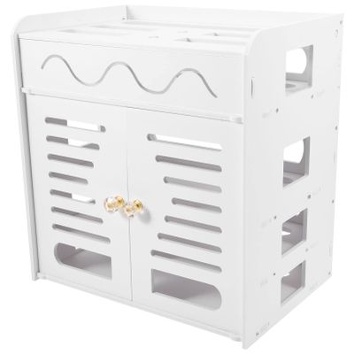 Zerodeko Router Storage Box 4-Layer Double Door Box Rack Cable Organizer Router Case
