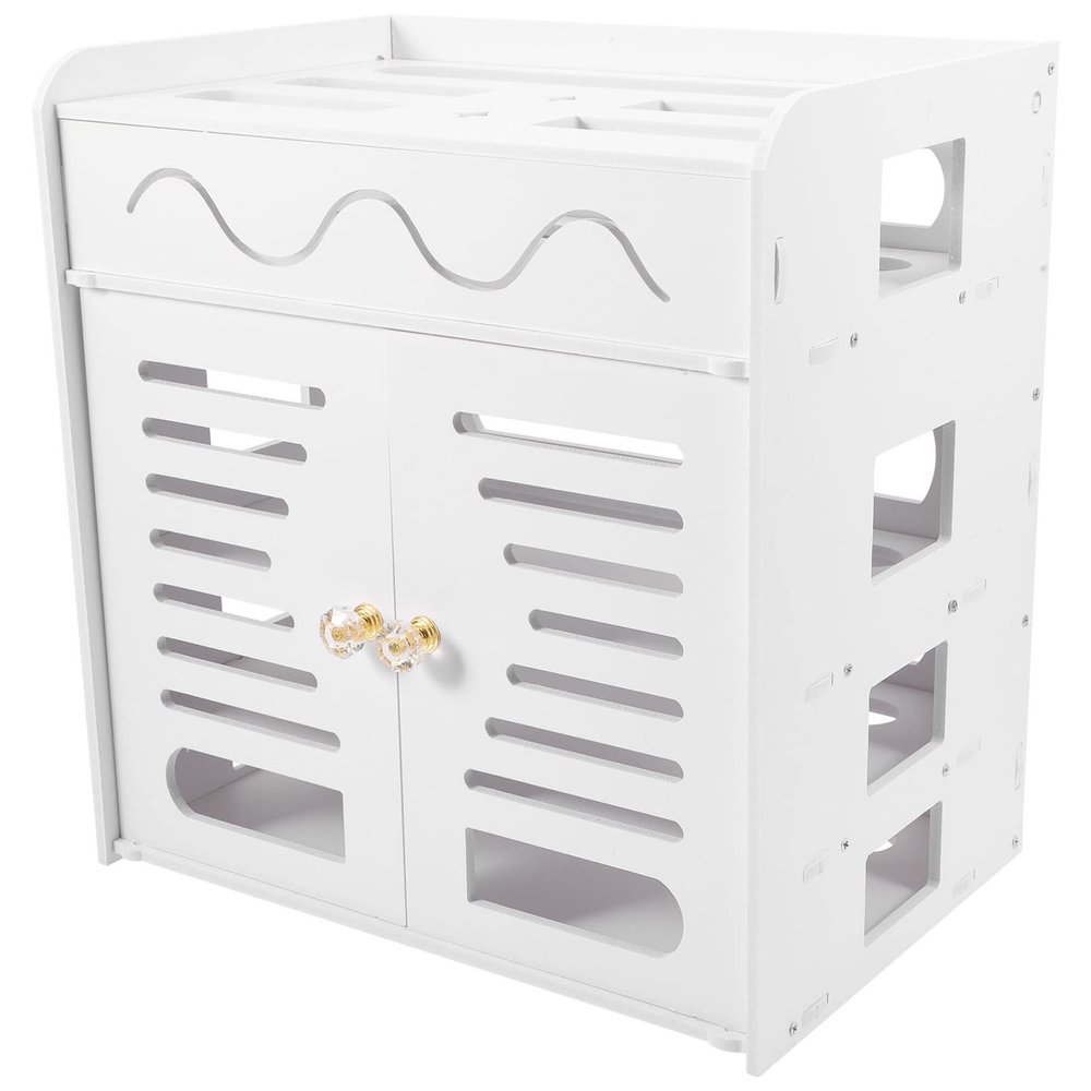 Zerodeko Router Storage Box 4-Layer Double Door Box Rack Cable Organizer Router Case