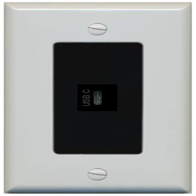 RiteAV USBC Wall Plate - 1 Gang Decorative [Gray/Black]