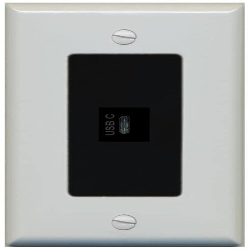 RiteAV USBC Wall Plate - 1 Gang Decorative [Gray/Black]