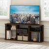 Furinno Classic Stand with Plastic Poles for TV up to 65-Inch, Amber Pine/Black view 2