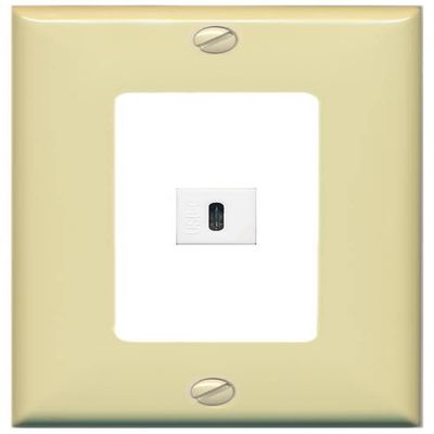 RiteAV USBC Wall Plate - 1 Gang Decorative [Ivory/White]