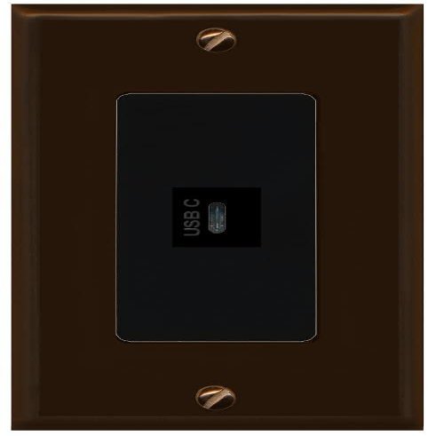 RiteAV USBC Wall Plate - 1 Gang Decorative [Brown/Black]