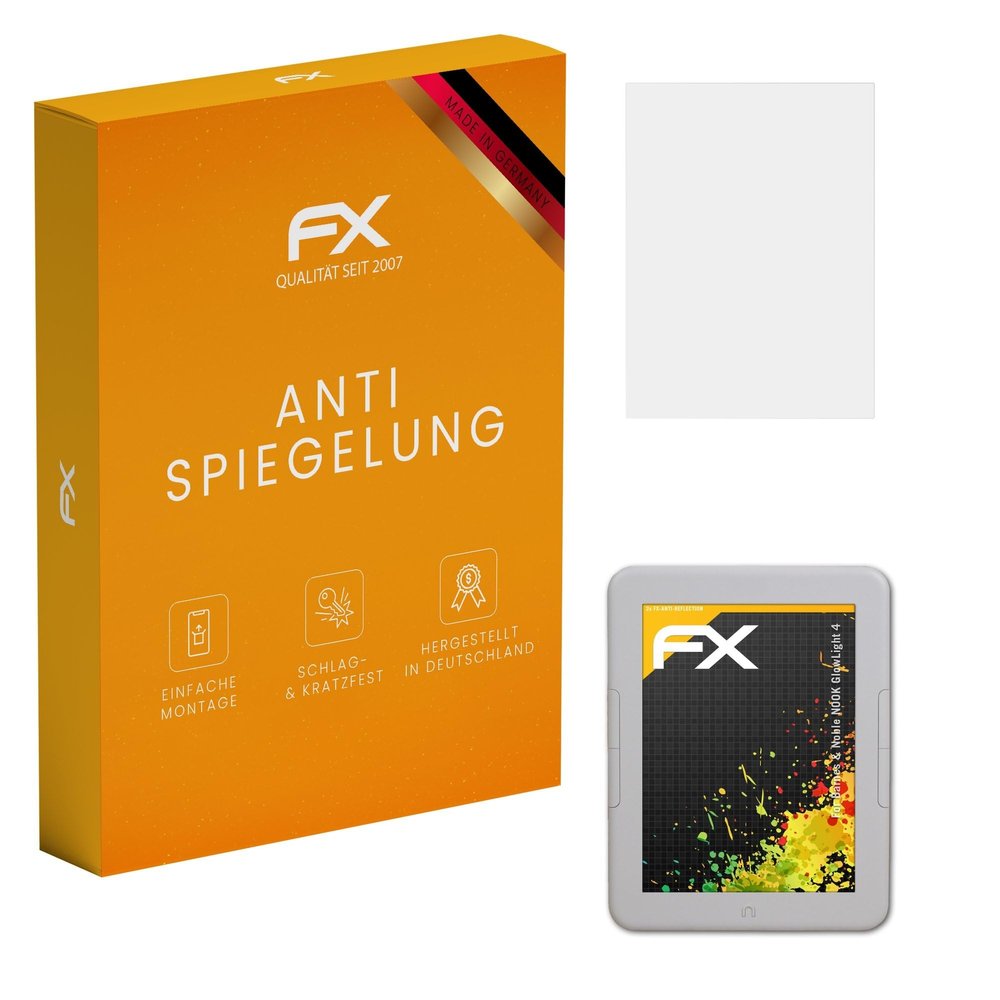 atFoliX Screen Protector compatible with Barnes & Noble NOOK GlowLight 4 Screen Protection Film, anti-reflective and shock-absorbing FX Protector Film (2X)