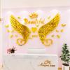 3D Acrylic Beautiful Wing Wall Decoration Sticker for Baby Room, Bedroom, Game Room, etc. (L - 180 x 99 cm, Pink) view 3