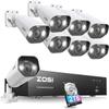 ZOSI 8CH 4K Spotlight PoE Security Camera System with 2TB HDD,8 Ports 16CH 8MP NVR,6 x 5MP Outdoor PoE IP Cameras,Person Vehicle Detection,2-Way Audio,Night Vision,Sound Alert,for Home 24-7 Recording view 1
