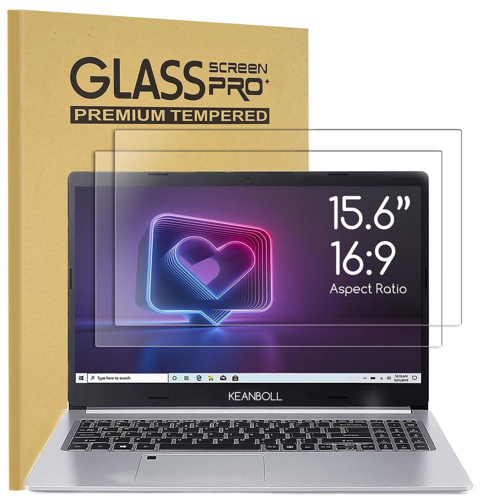 2 Pack 15.6 inch Tempered Glass Laptop Screen Protector for 15.6" HP/Dell/ASUS/Samsung/Lenovo/Acer/MSI/LG/URAO/VGKE 15.6 inch 16:9 Laptop, 9H Hardness, Anti Fingerprint, Bubble Free