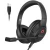 Headset with Microphone for PC, USB Computer Headsets AI-Powered Environmental Noise Cancelling Headphone with Busylight, Mic Mute Boom & Volume Control, Wired Over-Ear Headset for Laptop/Work/Office view 1