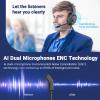 Headset with Microphone for PC, USB Computer Headsets AI-Powered Environmental Noise Cancelling Headphone with Busylight, Mic Mute Boom & Volume Control, Wired Over-Ear Headset for Laptop/Work/Office view 2