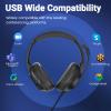 Headset with Microphone for PC, USB Computer Headsets AI-Powered Environmental Noise Cancelling Headphone with Busylight, Mic Mute Boom & Volume Control, Wired Over-Ear Headset for Laptop/Work/Office view 4
