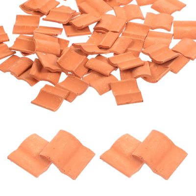 Vaguelly 50pcs Mini Bricks Miniature Bricks Roof Tiles Figurines Fake Red s Flooring Red Wall Roof Tiles Model s for Crafts Accessories Child Clay Manual