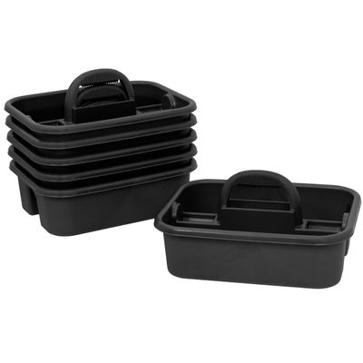 Akro-Mils 09185 Plastic Tote Tool & Supply Cleaning Caddy with Handle, 18-3/8-Inch x 13-7/8-Inch x 9-Inch, Black