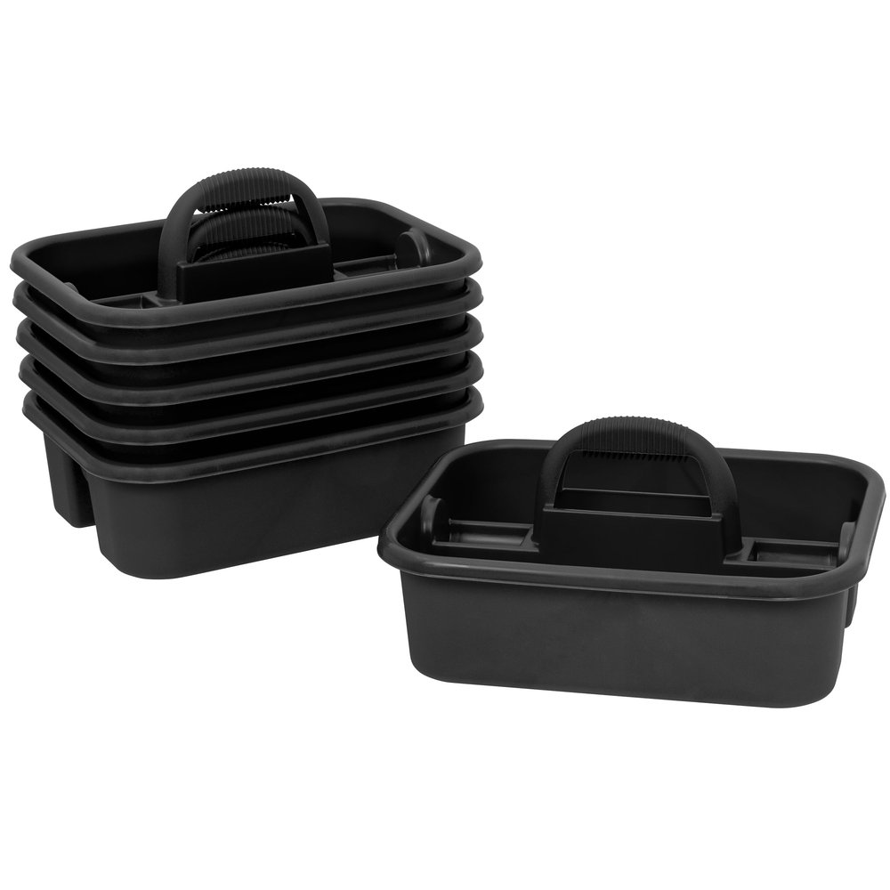Akro-Mils 09185 Plastic Tote Tool & Supply Cleaning Caddy with Handle, 18-3/8-Inch x 13-7/8-Inch x 9-Inch, Black