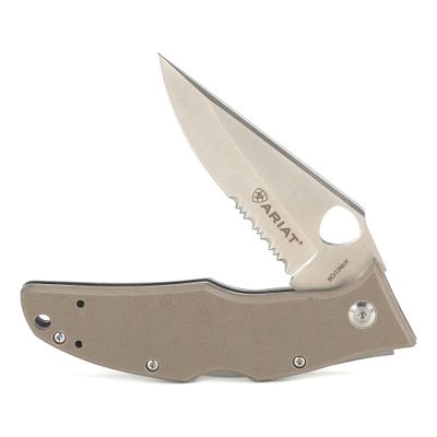 ARIAT G10 Hybrid Blade Folding Knife, Olive, 3" Blade (Medium)