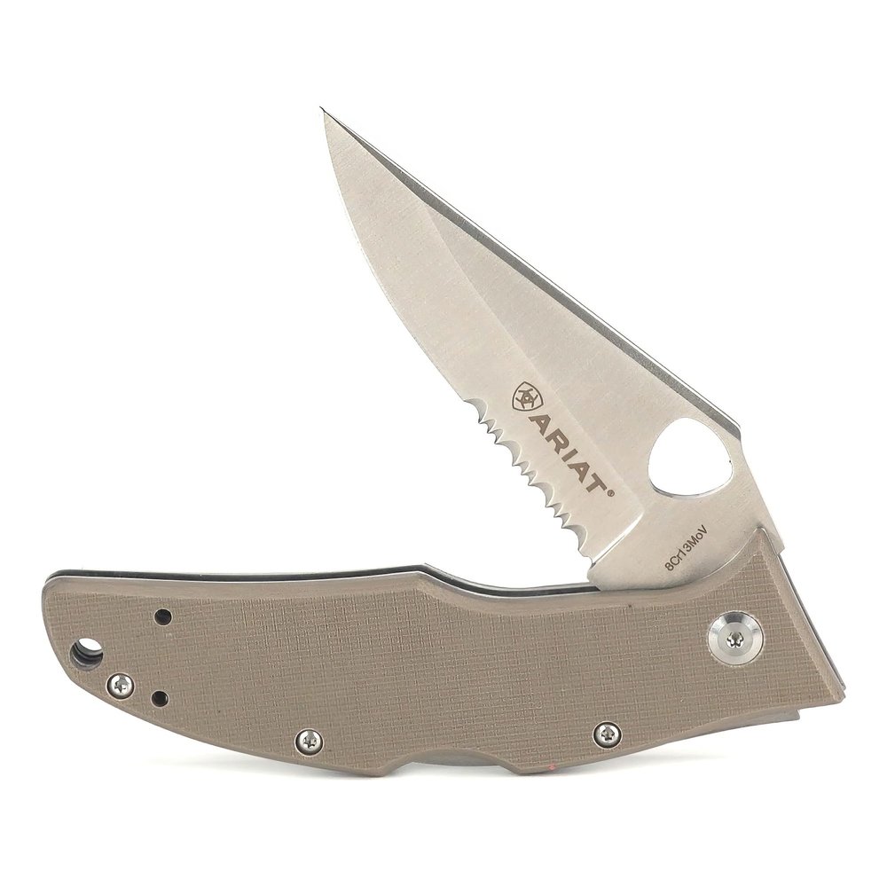 ARIAT G10 Hybrid Blade Folding Knife, Olive, 3" Blade (Medium)