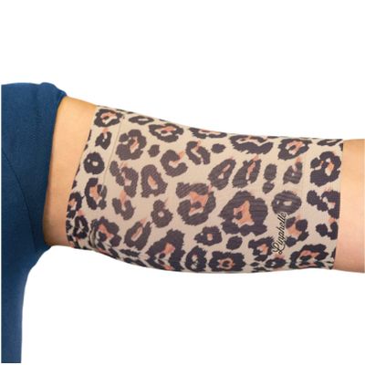 Linphelle Coverpicc - Upper Arm Cover for Picc Line, Soft Microfiber Arm Sleeve, Ideal for Picc Line, Glucose Sensor, Tattoo or Wounds, Leopard, Size Large