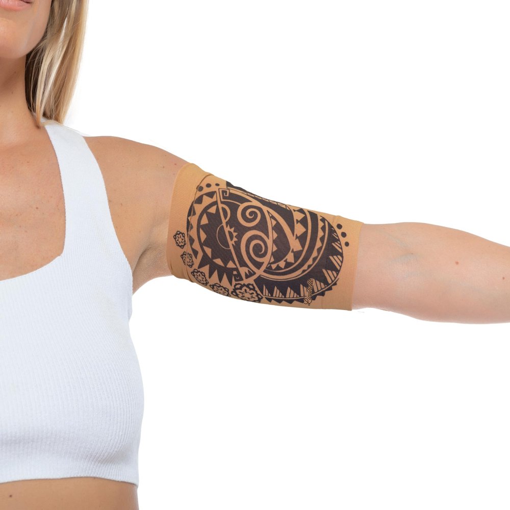 Linphelle Coverpicc - Upper Arm Cover for Picc Line, Soft Microfiber Arm Sleeve, Ideal for Picc Line, Glucose Sensor, Tattoo or Wounds, Geometrics, Size X-Large