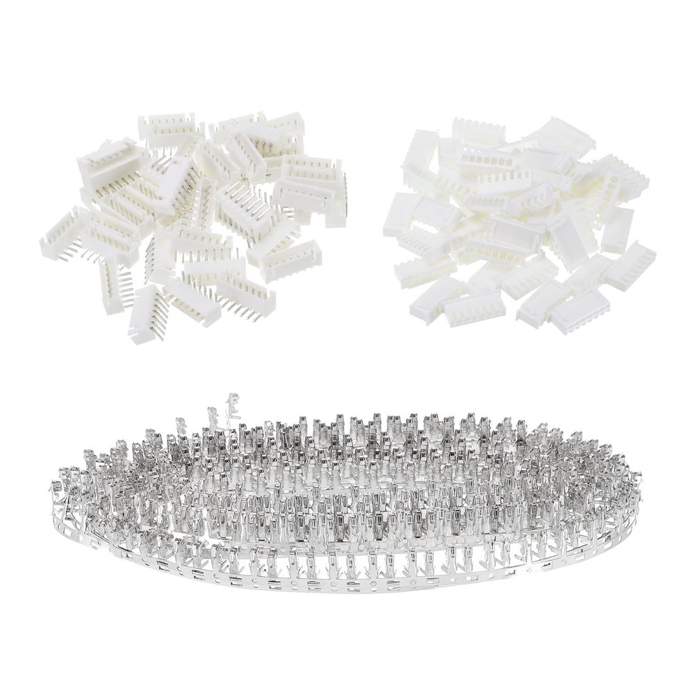 MECCANIXITY 2.54mm Pitch XH Connector Kits 7 Pin Male Female Header Right Angle Socket Housing Cable Adapter and Crimp DIP Kits, 50 Set(450pcs)
